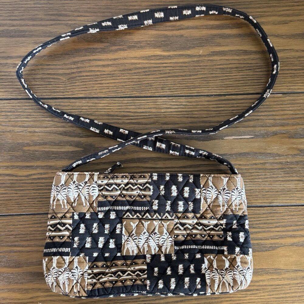 Vera Bradley‎ Vintage 2001 Retired Zebras Pattern Quilted Crossbody Bag Y2K Boho